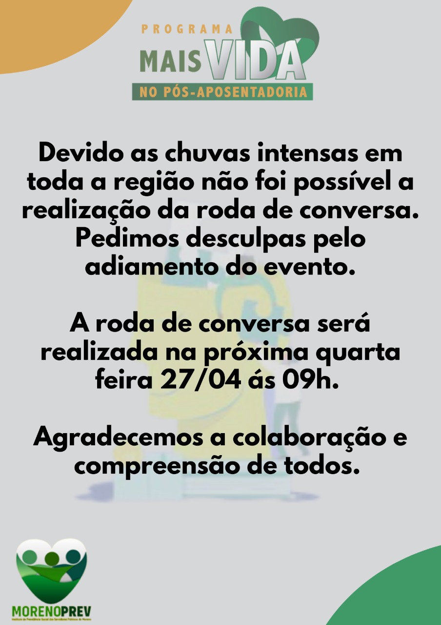 Adiamento – Roda de Conversa, tema: Gerenciamento de emoções e autoconhecimento!