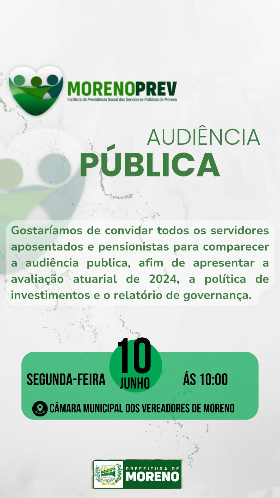 MorenoPrev irá realizar audiência pública no dia 10/06/2024